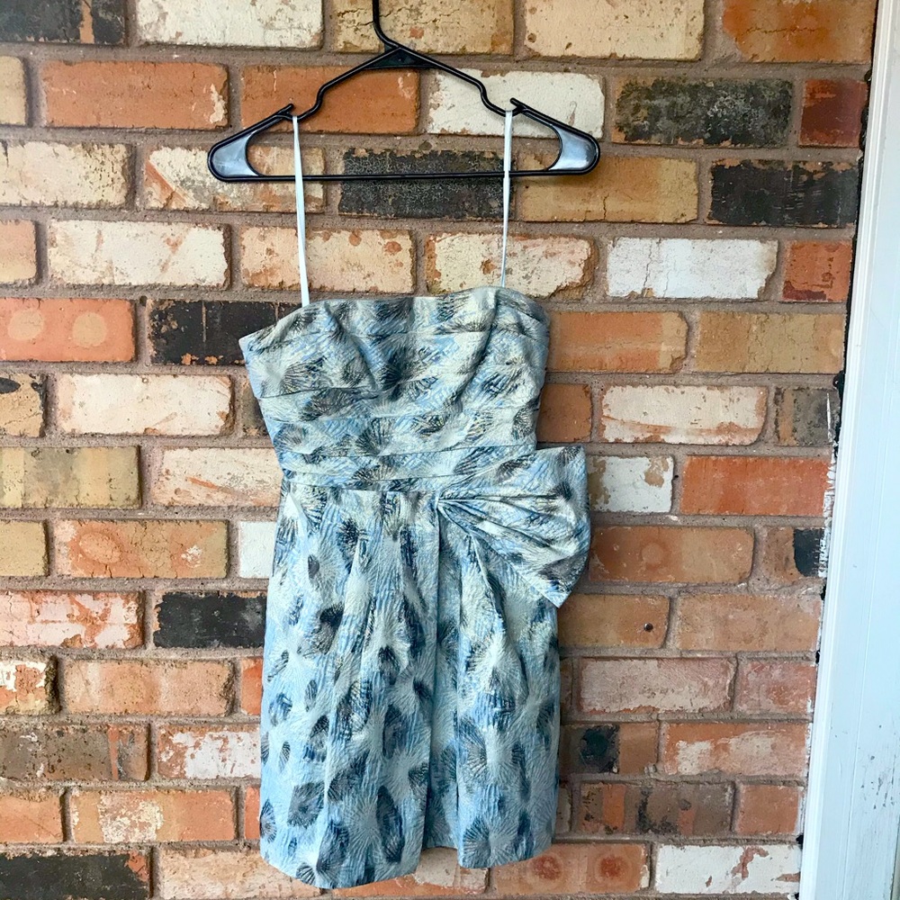 BCBGMaxAzria Strapless Blue and White Dress